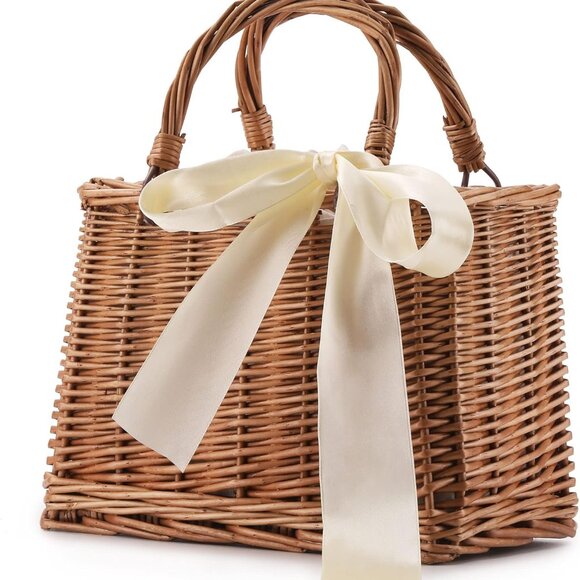 Straw Beach Bags For Women Summer Clutch Rattan Woven Wicker Purse Crochet Tote